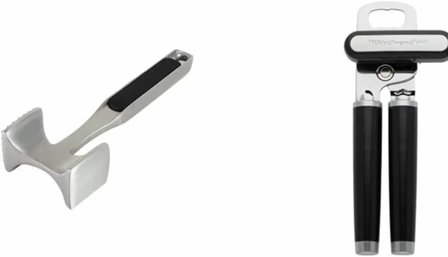 KitchenAid Black Multi-Sided Meat Tenderizer for Pounding Meats, Nuts, Shellfish - Easy Hang Hole Storage, Hand Wash Only