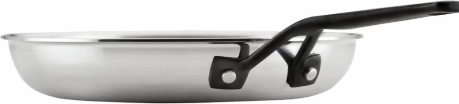 KitchenAid 12.25 Inch Stainless Steel Skillet - 5-Ply Clad Cookware, Polished Fry Pan for Even Heat Distribution