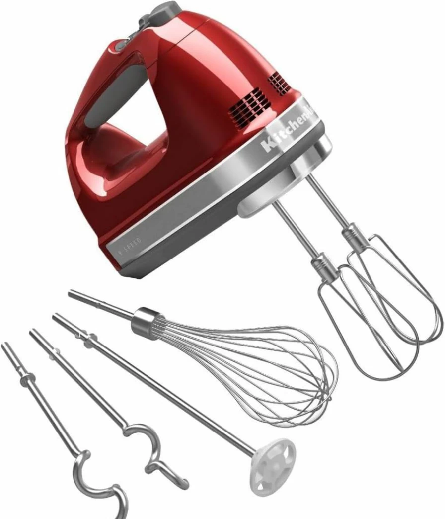 KitchenAid Contour Silver 9-Speed Digital Hand Mixer with Turbo Beater II and Pro Whisk Attachment