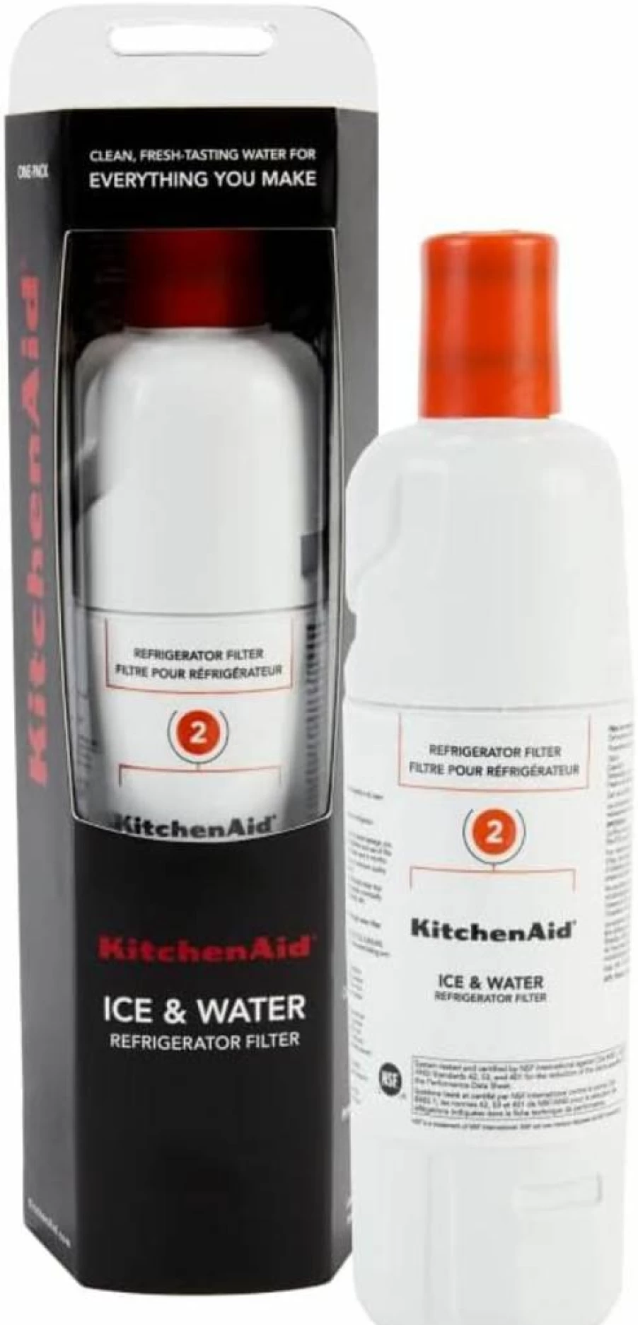 KitchenAid KAD2RXD1 Refrigerator Water Filter, Single-Pack, Compatible with KitchenAid Ice and Water Dispensers, Orange