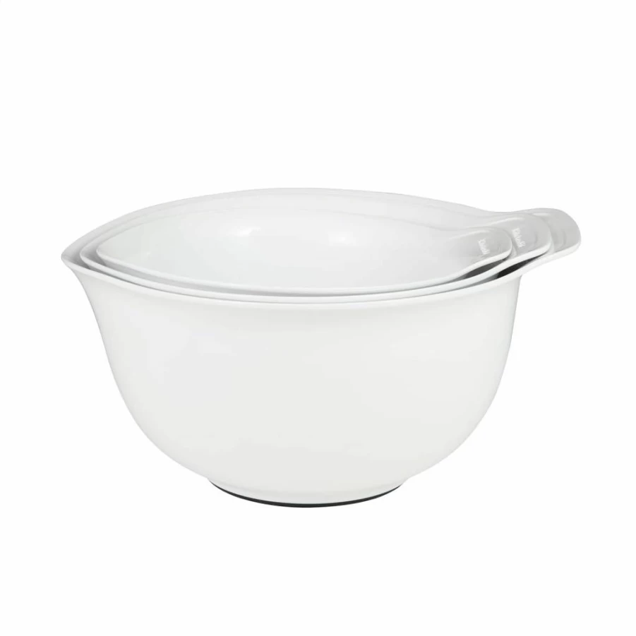 KitchenAid 3-Piece Nesting Mixing Bowls Set with Non-Slip Base and Pour Spout - 2.5QT, 3.5QT, 4.5QT, Dishwasher Safe - Aqua Sky, White, Gray