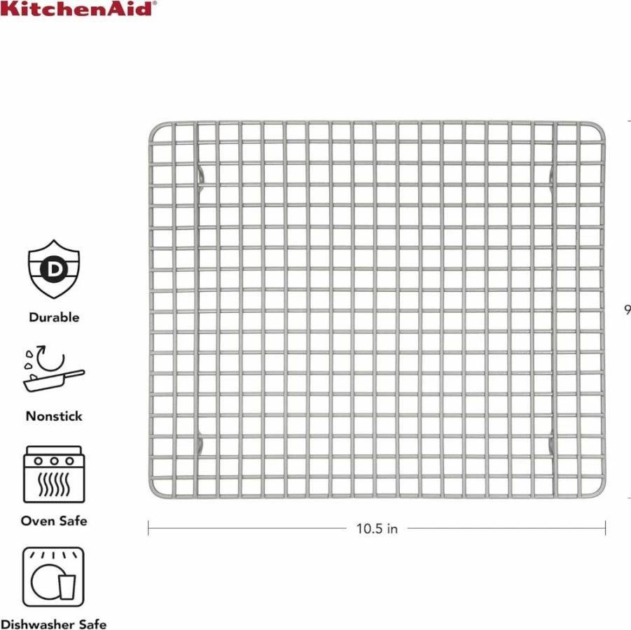 KitchenAid 10.5 x 9 Inch Silver Baking Cooling Rack for Countertop Oven