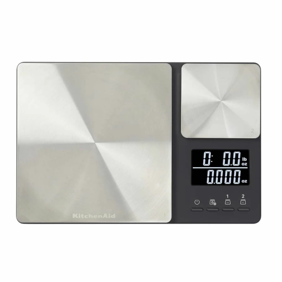 KitchenAid KQ909 Digital Kitchen Scale - 11 lbs & 16 oz Precision, Stainless Steel & Black Design, Dual Platform Food Scale for Accurate Weighing