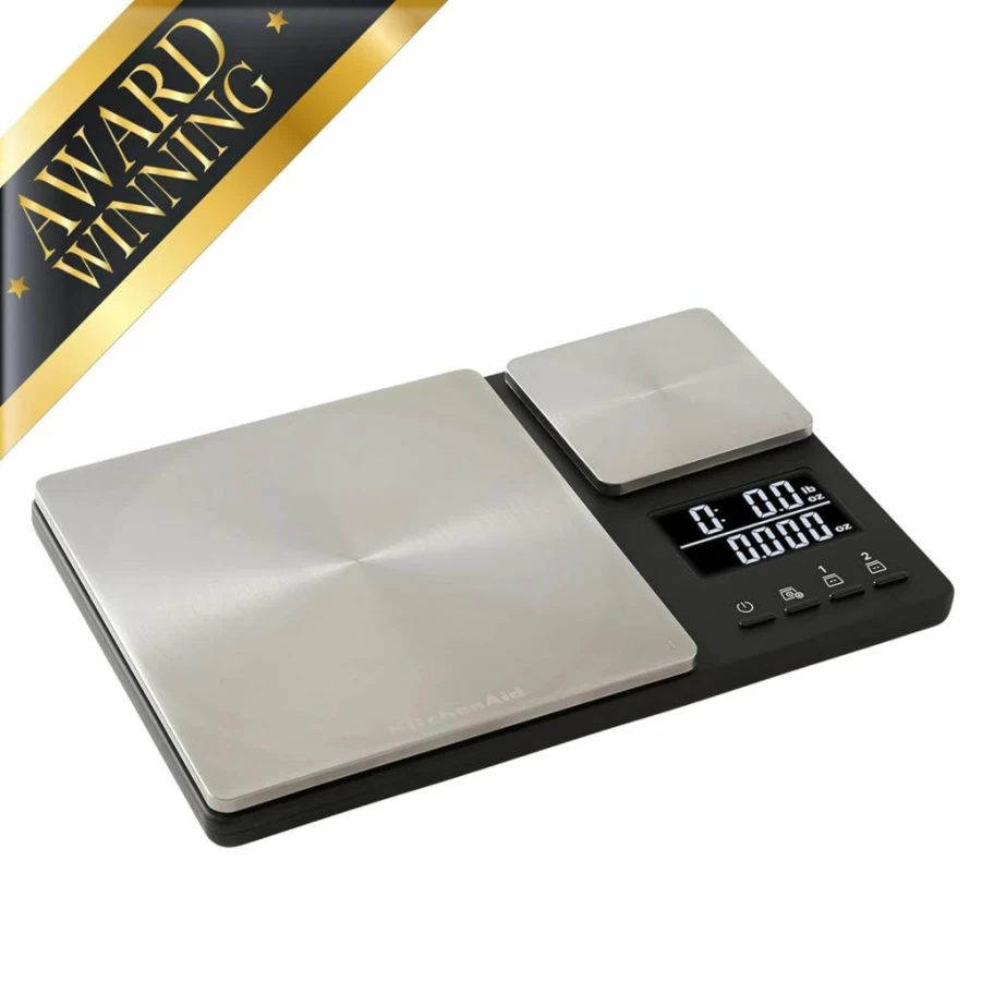 KitchenAid KQ909 Digital Kitchen Scale - 11 lbs & 16 oz Precision, Stainless Steel & Black Design, Dual Platform Food Scale for Accurate Weighing
