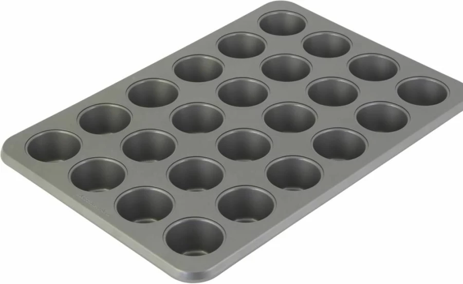 KitchenAid Nonstick Mini Muffin Pan - 24-Cup Aluminized Steel Baking Tray, Ink Blue