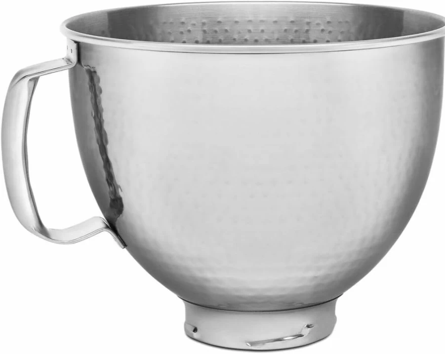 KitchenAid 5 Quart Hammered Stainless Steel Mixing Bowl Compatible with 4.5-5 Quart Tilt-Head Stand Mixers (Model KSM5SSBHM)