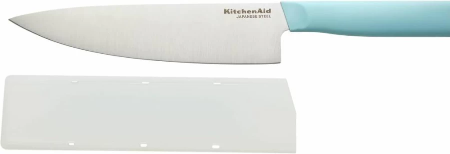 KitchenAid 8 Inch Classic Chef Knife - High-Carbon Japanese Stainless Steel Blade, Sharp Kitchen Knife with Custom-Fit Blade Cover, Gray