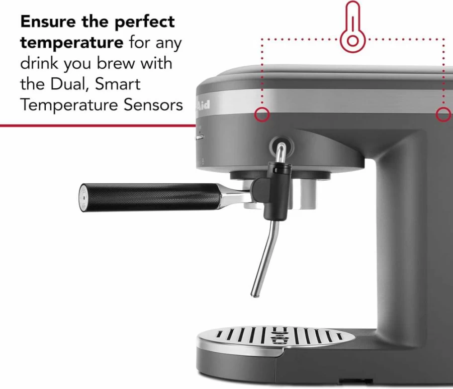 KitchenAid Kes6404 Semi-Automatic Espresso Machine with Automatic Milk Frother for Barista-Quality Coffee at Home