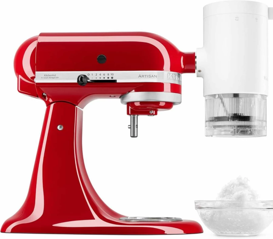 KitchenAid Stand Mixer Shave Ice Attachment - 4 Interchangeable Molds for Snow Cone Making - Compatible with KSM Series, White (KSMISA)