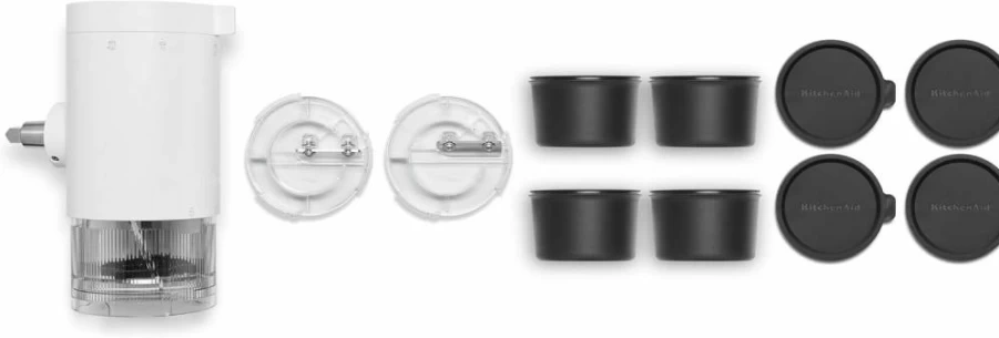 KitchenAid Stand Mixer Shave Ice Attachment - 4 Interchangeable Molds for Snow Cone Making - Compatible with KSM Series, White (KSMISA)