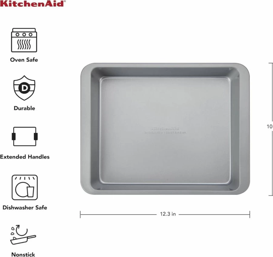 KitchenAid 12.3 x 10 Inch Silver Countertop Oven with Rectangular Baker for Baking and Roasting