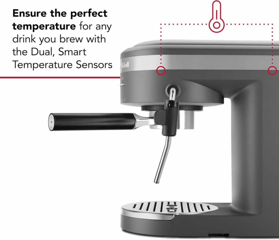 KitchenAid Kes6503 Semi-Automatic Espresso Machine, 1.4L Stainless Steel Coffee Maker, Brushed Metal Design for Home Baristas