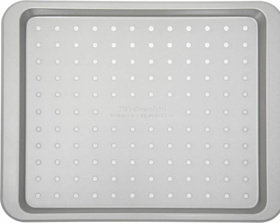 KitchenAid 12.3 x 10 Inch Silver Crisper Pan for Countertop Oven - Premium Baking & Roasting Accessory