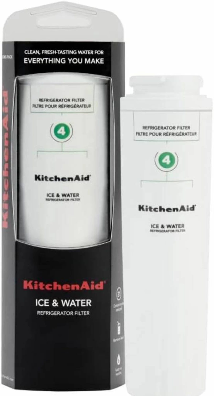 KitchenAid Refrigerator Water Filter KAD4RXD1 Replacement, Compatible with KitchenAid Ice Makers, Single-Pack, Green