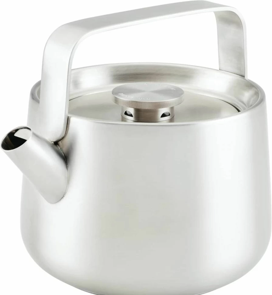 KitchenAid 1.9 Quart Brushed Stainless Steel Whistling Tea Kettle - Classic Stovetop Kettle for Tea & Coffee