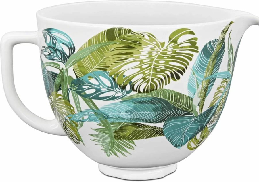 KitchenAid 5 Quart Tropical Floral Ceramic Mixing Bowl for Stand Mixers, Portable Appliance Accessory