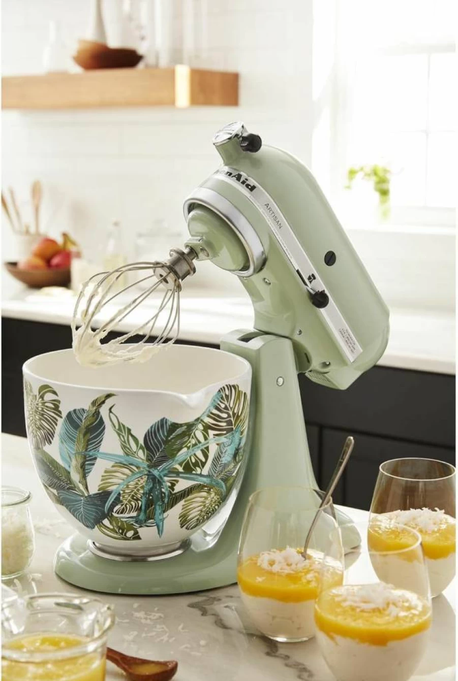 KitchenAid 5 Quart Tropical Floral Ceramic Mixing Bowl for Stand Mixers, Portable Appliance Accessory