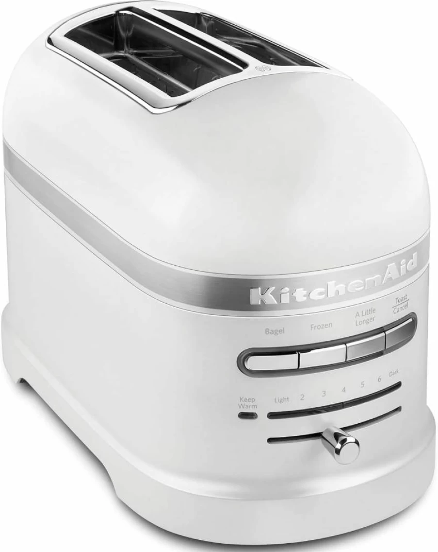 KitchenAid Pro Line Series 2-Slice Toaster - Automatic, Frosted Pearl White, Stainless Steel, Wide Slots, Defrost & Bagel Functions