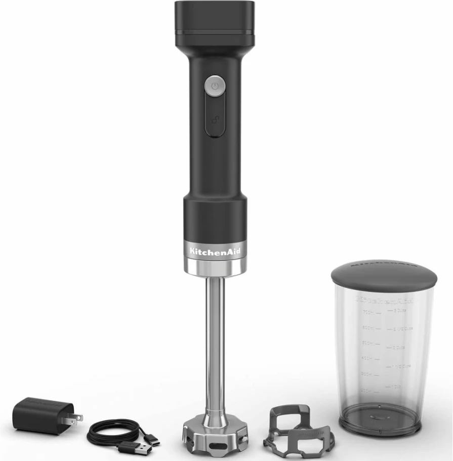 KitchenAid Khbrv71 Cordless Rechargeable Hand Blender with Battery - Powerful 2-Speed Immersion Blender for Smoothies, Soups & Purees