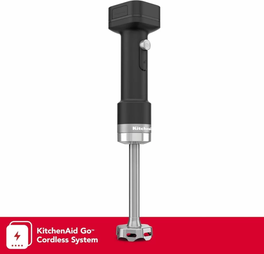 KitchenAid Khbrv71 Cordless Rechargeable Hand Blender with Battery - Powerful 2-Speed Immersion Blender for Smoothies, Soups & Purees