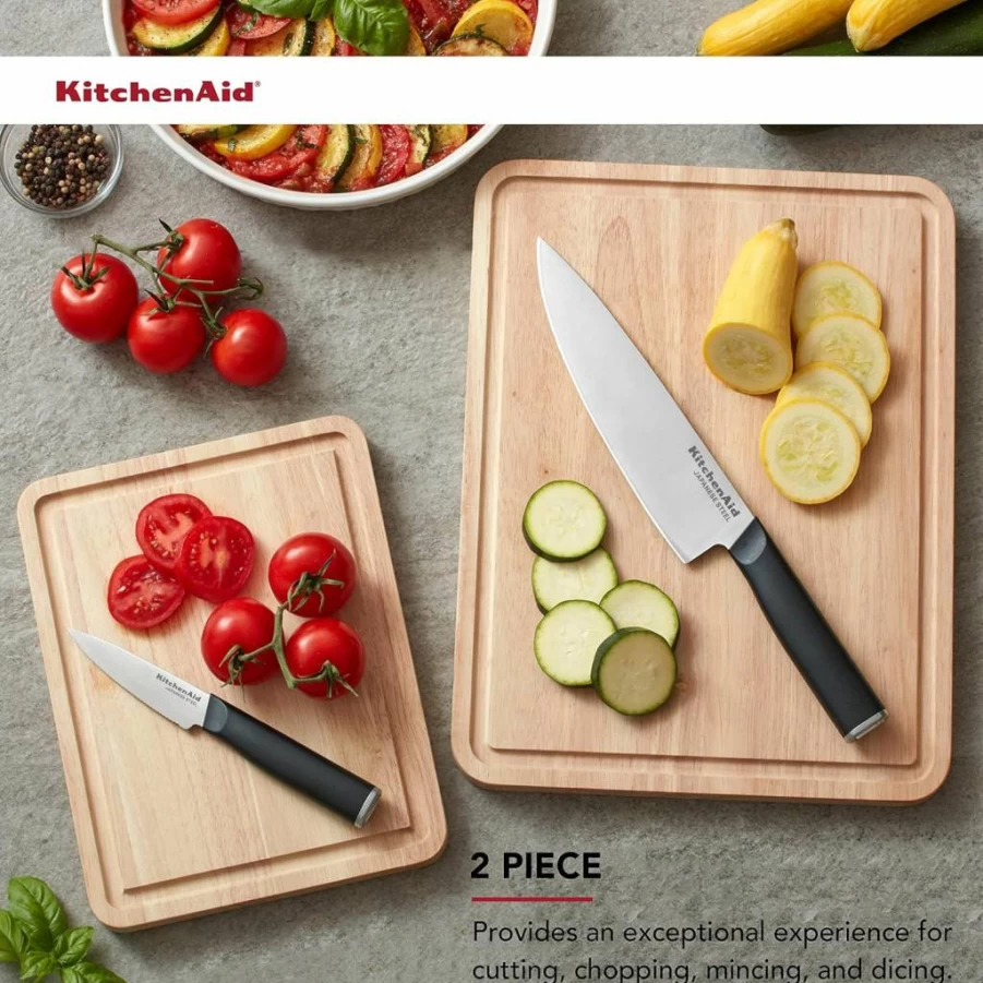 KitchenAid Classic 2-Piece Natural Wood Cutting Board Set for Kitchen