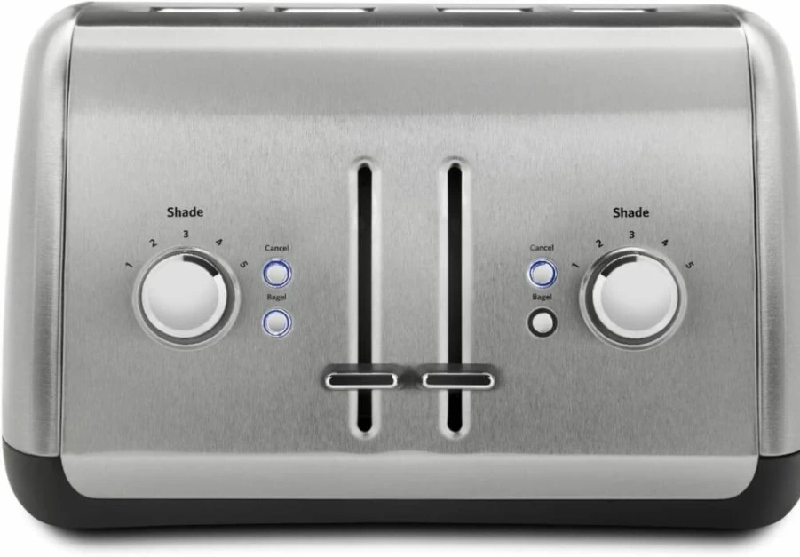 KitchenAid KMT4115SX 4-Slice Stainless Steel Toaster, Brushed Finish, Compact Design for Countertop, Easy Clean, Even Browning, Bagel Setting, Defrost Function