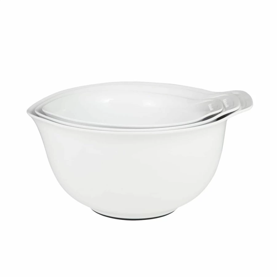 KitchenAid 3-Piece Nesting Mixing Bowls Set with Non-Slip Base and Pour Spout (2.5QT, 3.5QT, 4.5QT) - Dishwasher Safe Gray Plastic Bowls for Baking & Food Prep