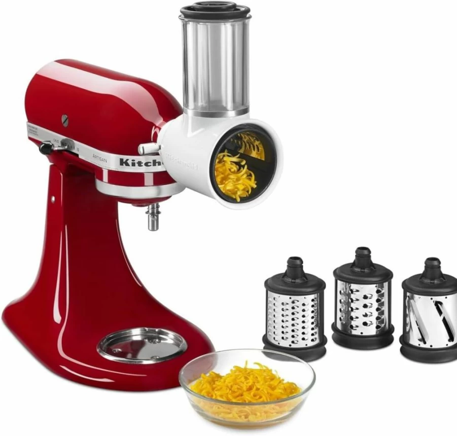 KitchenAid White Fresh Prep Slicer and Shredder Attachment - 1 Piece Food Processor Accessory for Vegetables and Cheese