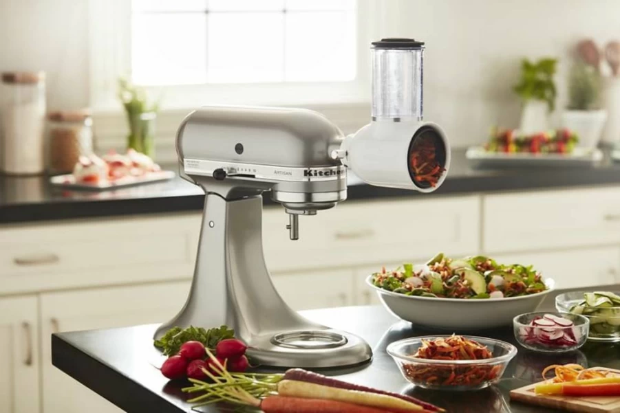 KitchenAid White Fresh Prep Slicer and Shredder Attachment - 1 Piece Food Processor Accessory for Vegetables and Cheese