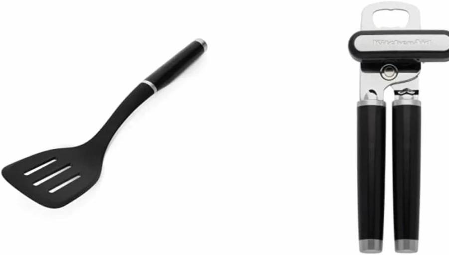 KitchenAid Classic 13.66-Inch Black Slotted Turner Spatula for Kitchen Cooking and Baking