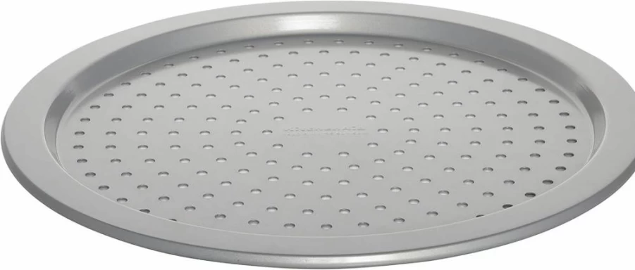 KitchenAid 14-Inch Nonstick Aluminized Steel Pizza Pan for Crispy Crust, Silver Baking Sheet for Oven, Dishwasher Safe Pizza Crisper