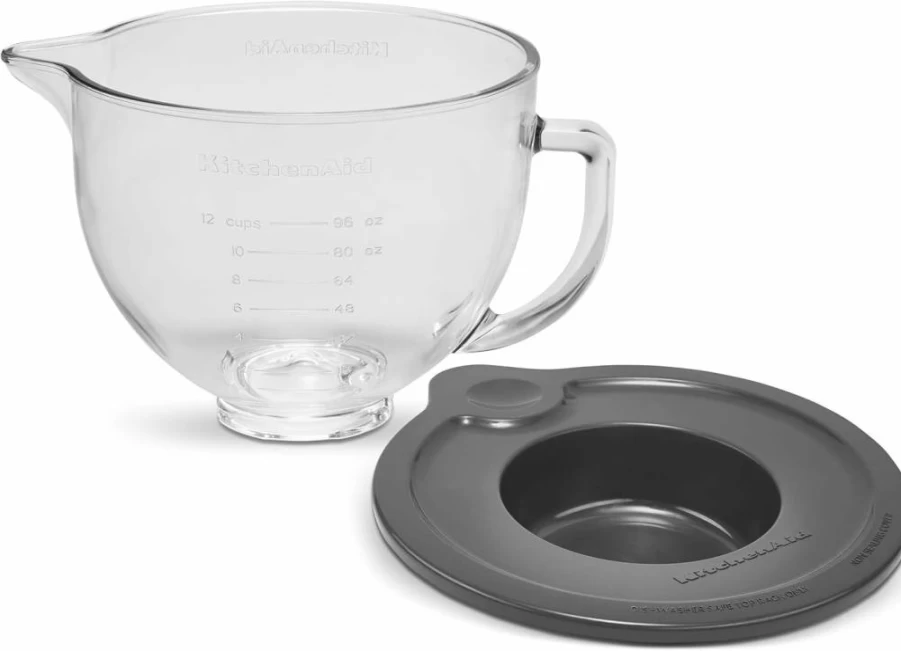 KitchenAid 5 Quart Glass Mixing Bowl with Measurement Markings for Stand Mixers