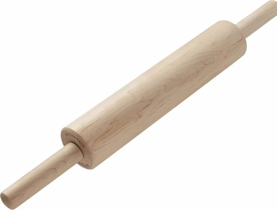 KitchenAid Stainless Steel Rolling Pin for Baking - 22 Inch Non-Slip Red Handle, Professional Pastry Dough Roller, Gourmet Kitchen Tools