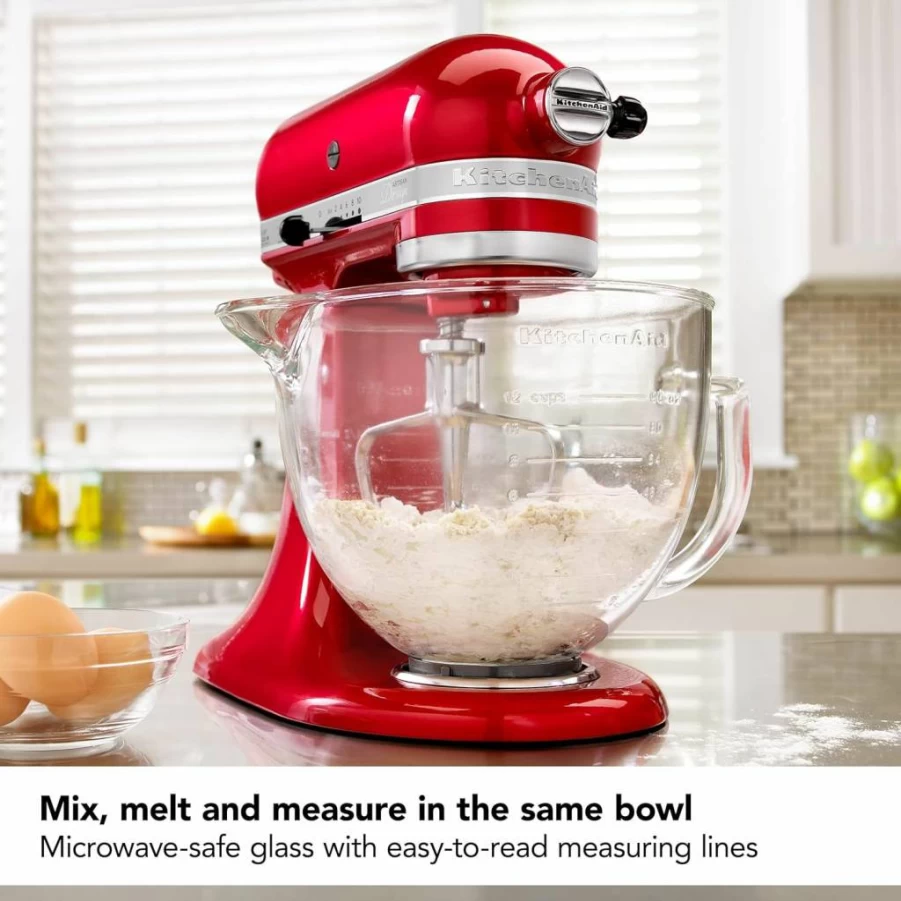 KitchenAid KSM35GB 3.5 Quart Tilt-Head Stand Mixer Glass Bowl - Clear, Compatible with KitchenAid Mixers