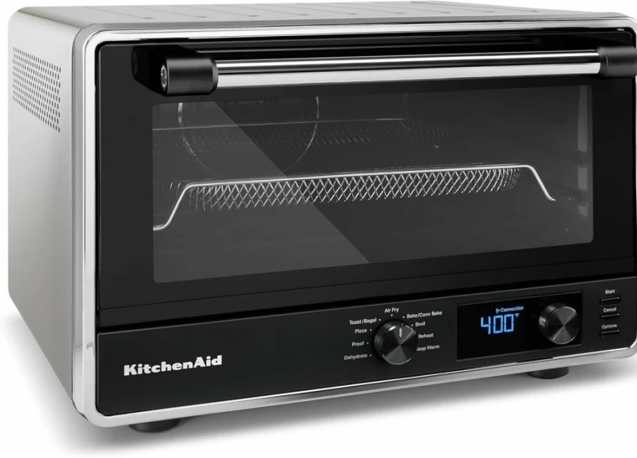 KitchenAid KCO128CU Contour Silver Countertop Oven with Air Fry, Pizza Stone & Digital Controls