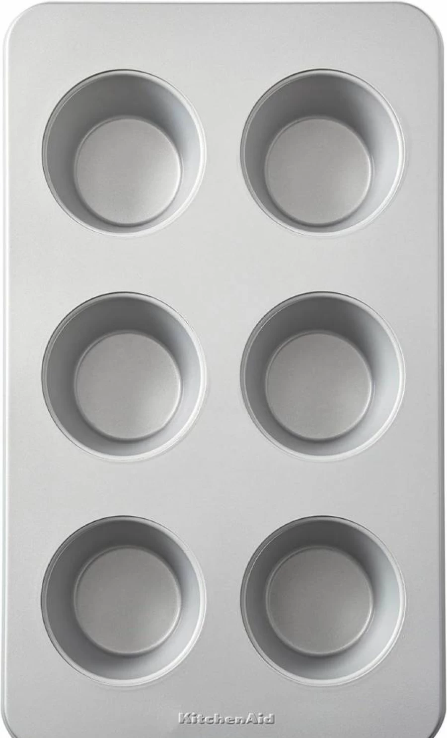 KitchenAid Non-Stick 6-Cup Muffin Pan, Aluminized Steel Baking Sheet for Cupcakes & Muffins, Silver