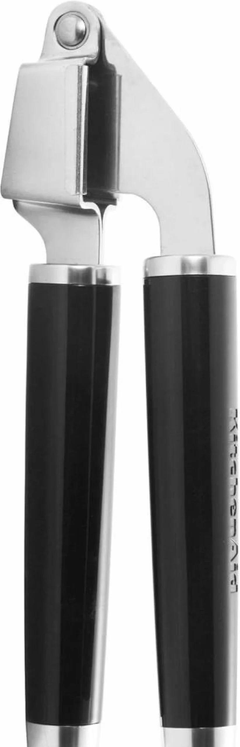 KitchenAid Classic Stainless Steel Garlic Press - Easy Squeeze Black Garlic Crusher with Ergonomic Handle for Effortless Peeling & Mincing