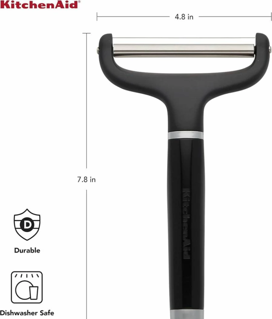 KitchenAid Classic Black Cheese Slicer - Stainless Steel Blade, Ergonomic Handle, Perfect for Hard & Soft Cheeses