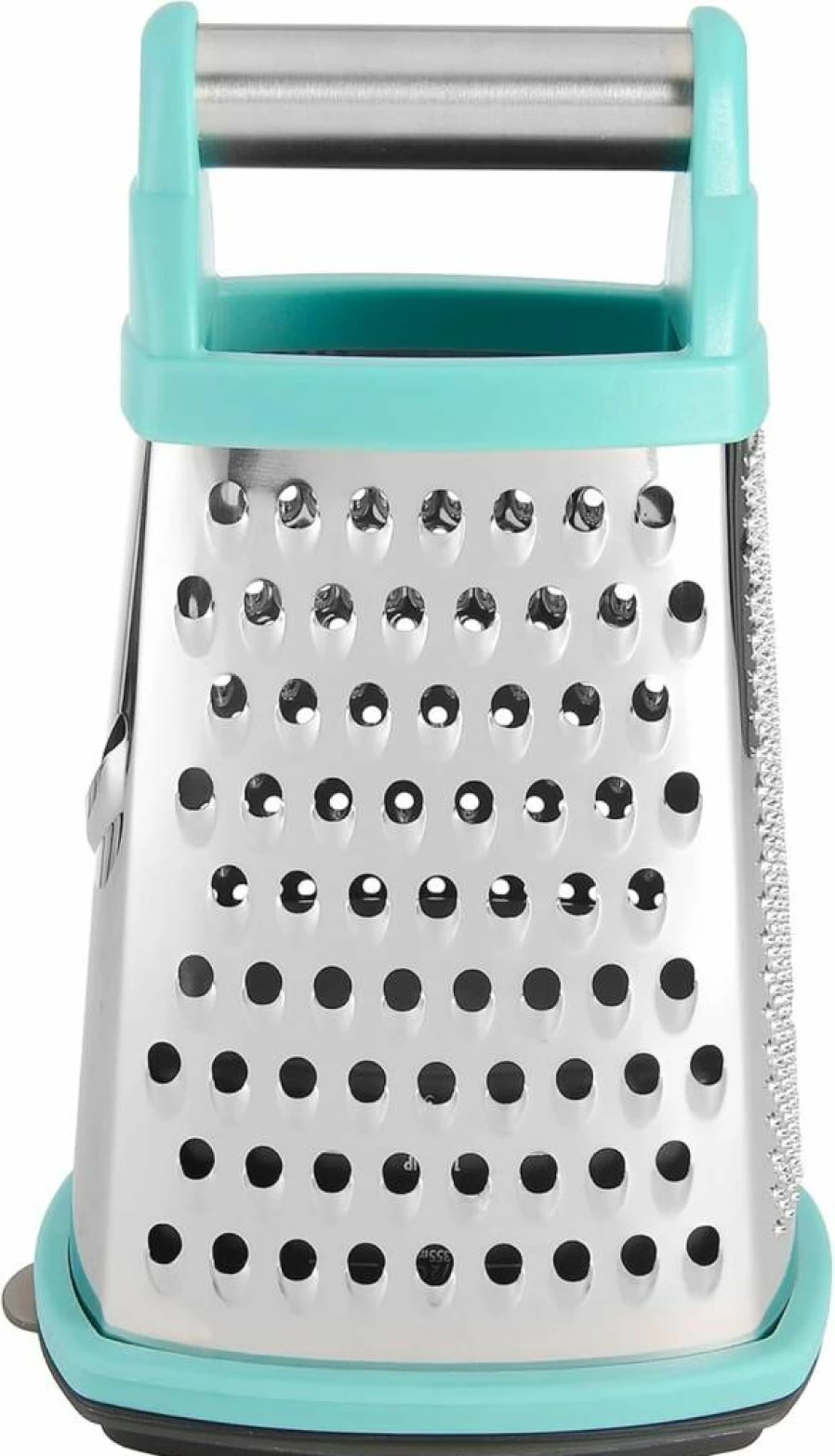 KitchenAid 4-Sided Stainless Steel Box Grater with Detachable 3-Cup Container - Fine, Medium, Coarse & Slicing - Dishwasher Safe, 10-Inch, Aqua Blue