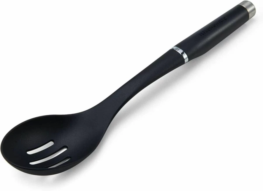 KitchenAid Gourmet Nylon Slotted Spoon - Black Kitchen Utensil for Cooking & Serving