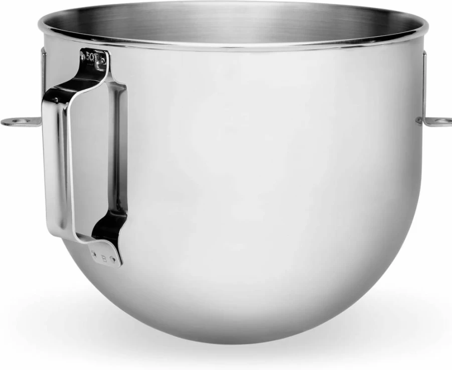 KitchenAid K5ASBP 5 Quart Stainless Steel Mixing Bowl with Flat Handle for Stand Mixers, Silver